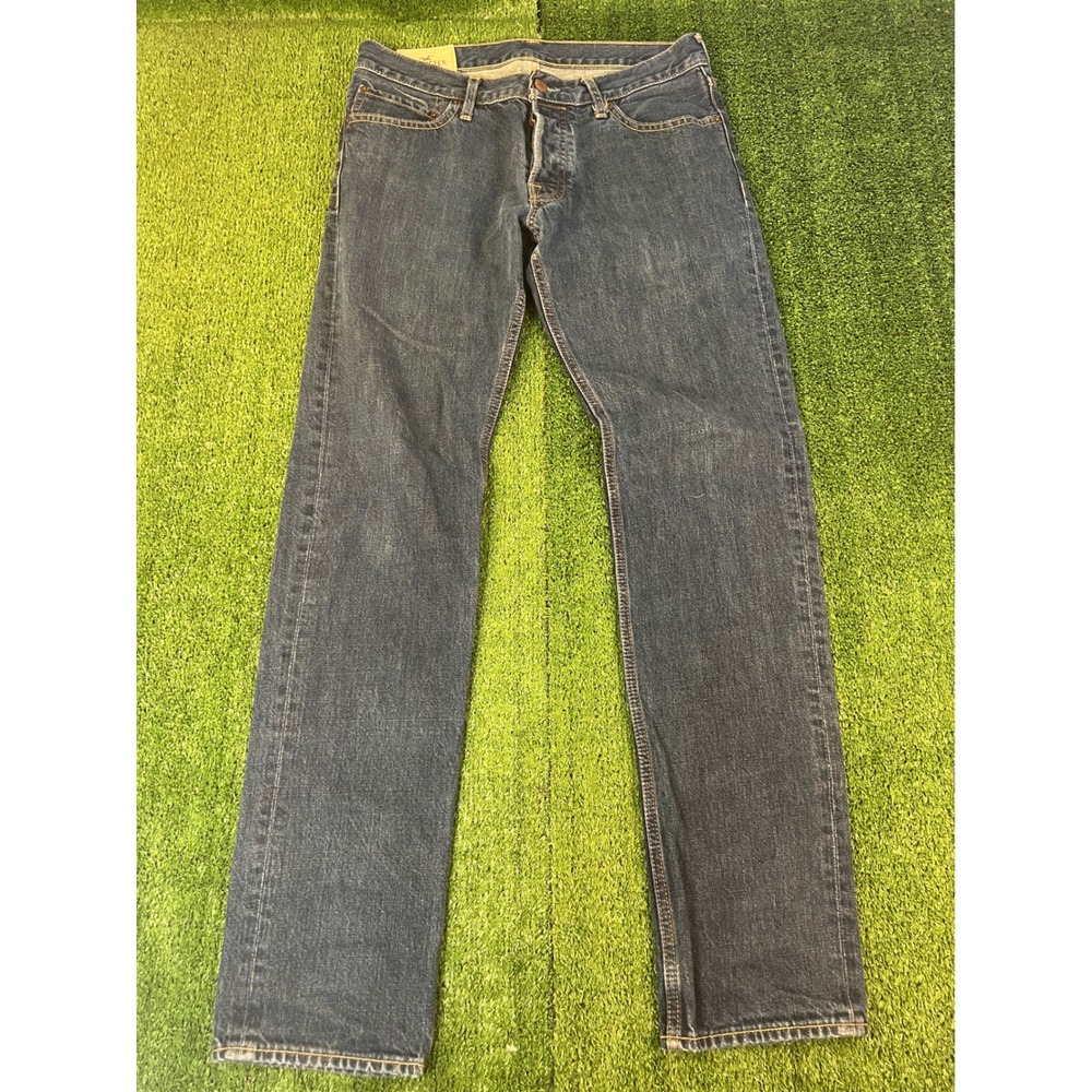 Hollister Palm Canyon Mens Low Rise Skinny Jeans Blue Button Fly 32x34